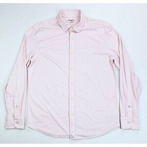 Untuckit Slim Fit Size Large Mens Pink Long Sleeve Logo Tag Cotton Huber Shirt
